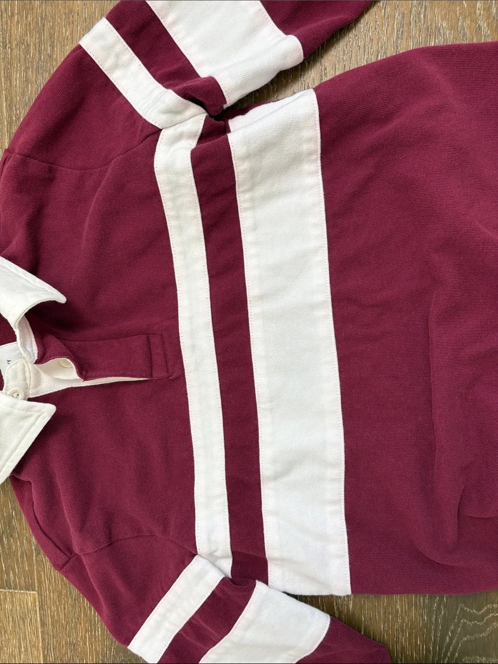 Old Navy Kids Color-Block Rugby Polo Shirt Wine Stain Maroon Size M (8)